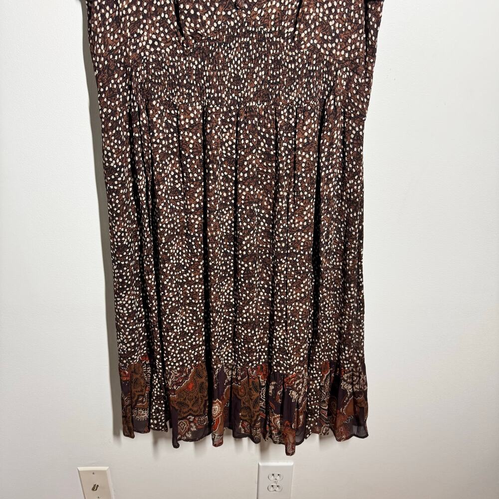 Territory Ahead Fairy Grunge Silk Blend Tiered Boho Dress Brown Flutter Sleeve 8 - Picture 5 of 9